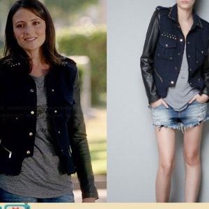 Zara Black and Gray Blazer with Gold Accents